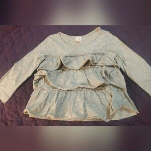 GAP Kids  Light Gray Polka Dot Ruffle Shirt